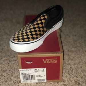 NWT Classic Slip-on Calf Hair Checkerboard Vans